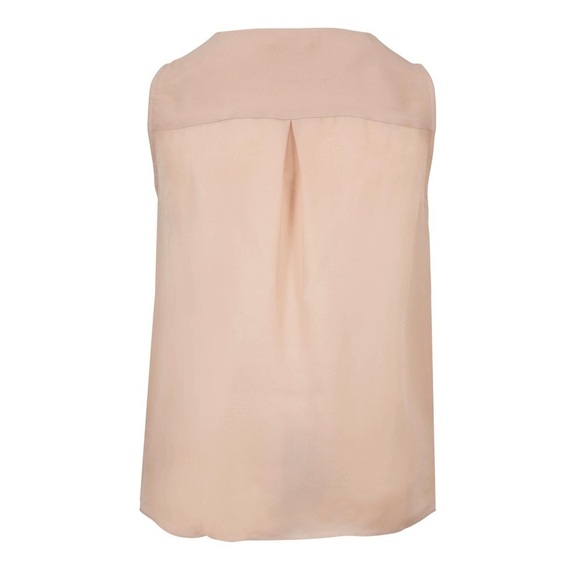 NWT L'AGENCE Blush Beige Silk Chiffon Sleeveless V-Neck Draped Wrap Front Top XS - Picture 4 of 11